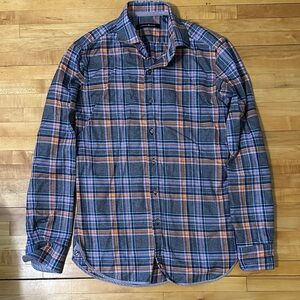 Men's Hammer Made Gray, Orange, & Blue Plaid Button-Down Shirt | 38/15 Slim Fit